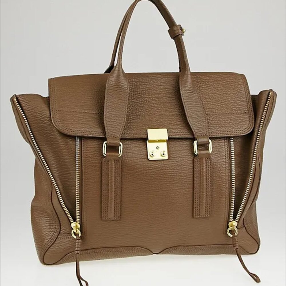 Phillip Lim 3.1 Calfskin Pashli Satchel Leather Large Taupe (w/ Dust Bag)